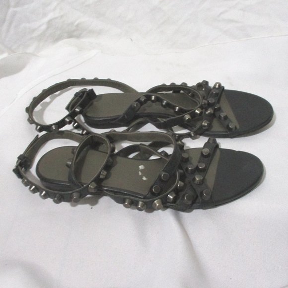 BALENCIAGA LEATHER STUD Strappy Sandal Shoe 36 BLACK - Picture 2 of 6